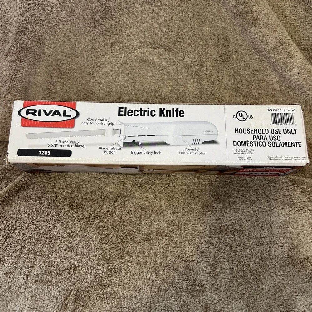 Vintage Rival Electric Kitchen Knife White Model #1205 Meats Cheeses Breads More